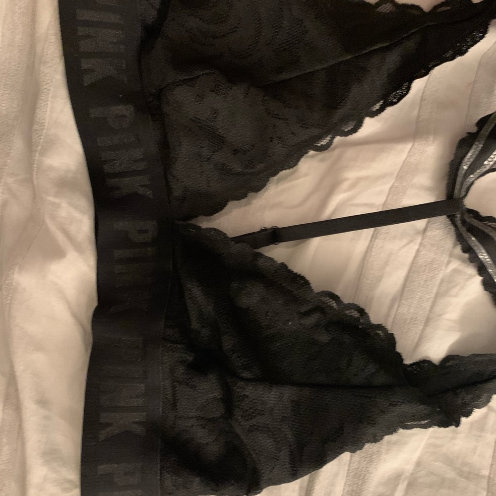 black lace halter bra